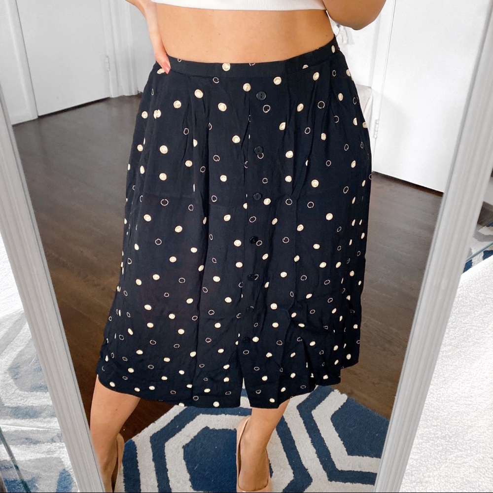 🔘 MARKS & SPENCER BLACK HIGH WAIST POLKA DOT SKIRT!
